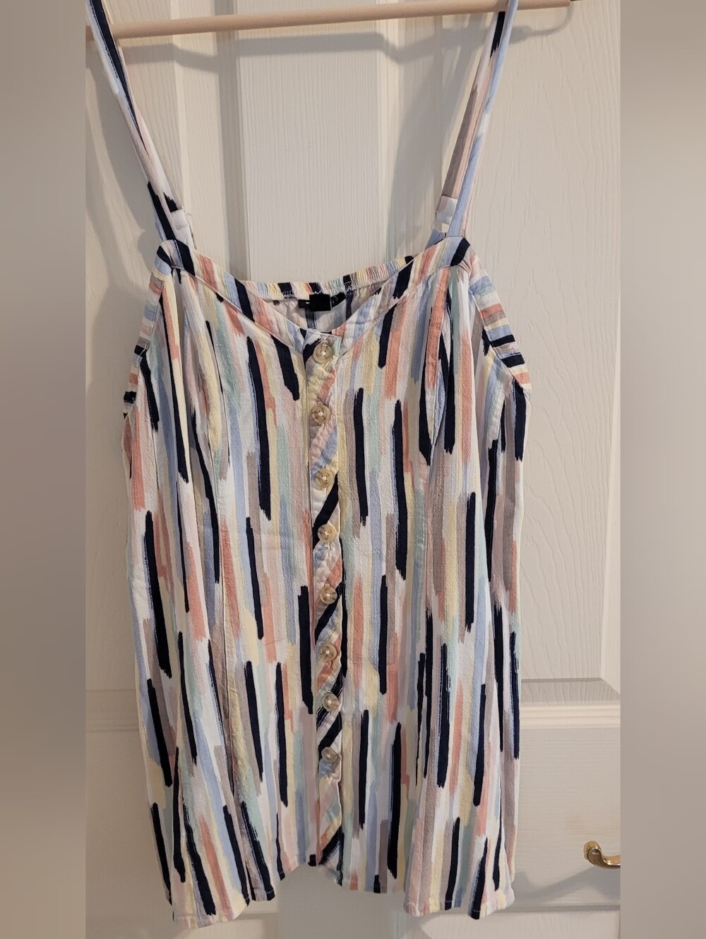 torrid Size 0 Navy, Pink, Blue and Cream Striped Button-Front Top